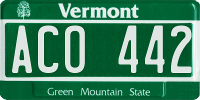 VT license plate ACO442