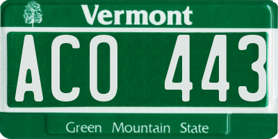 VT license plate ACO443