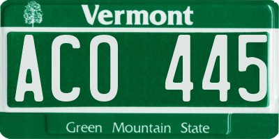 VT license plate ACO445