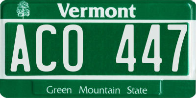 VT license plate ACO447