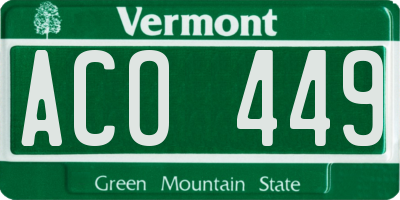 VT license plate ACO449