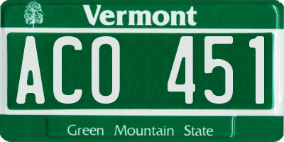 VT license plate ACO451