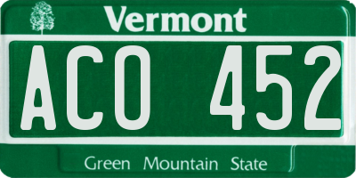 VT license plate ACO452