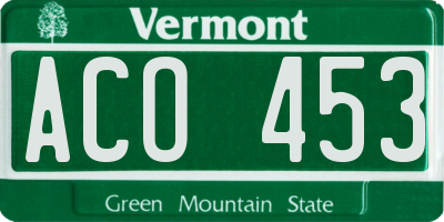 VT license plate ACO453