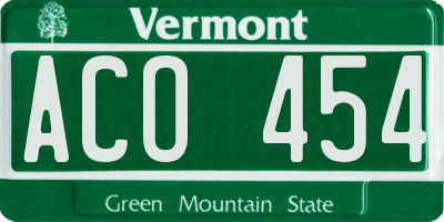 VT license plate ACO454