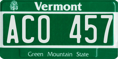 VT license plate ACO457