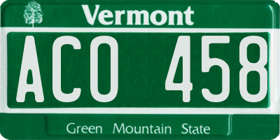VT license plate ACO458