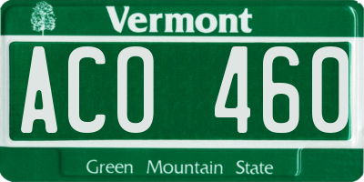 VT license plate ACO460