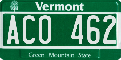 VT license plate ACO462