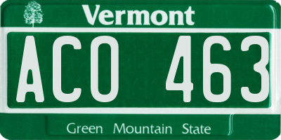 VT license plate ACO463