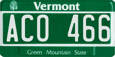 VT license plate ACO466