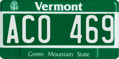 VT license plate ACO469