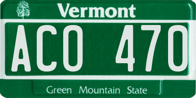 VT license plate ACO470