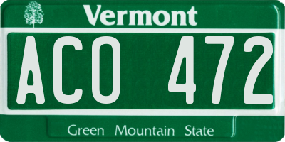 VT license plate ACO472