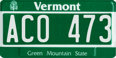 VT license plate ACO473