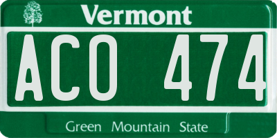 VT license plate ACO474
