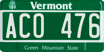 VT license plate ACO476