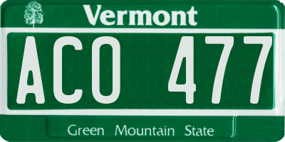 VT license plate ACO477