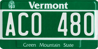 VT license plate ACO480