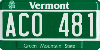 VT license plate ACO481