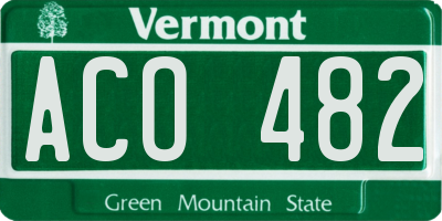 VT license plate ACO482
