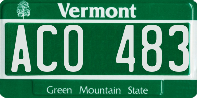 VT license plate ACO483