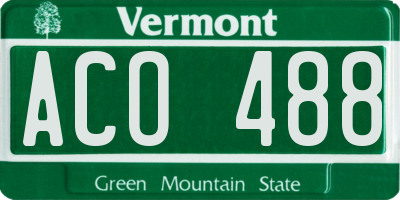 VT license plate ACO488