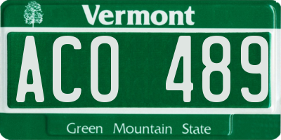 VT license plate ACO489