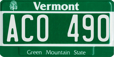 VT license plate ACO490
