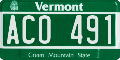 VT license plate ACO491