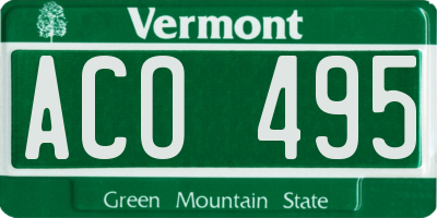 VT license plate ACO495