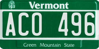 VT license plate ACO496