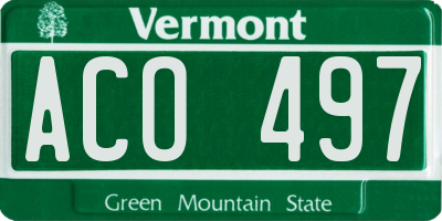 VT license plate ACO497