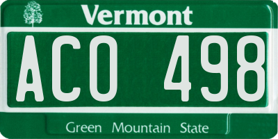 VT license plate ACO498