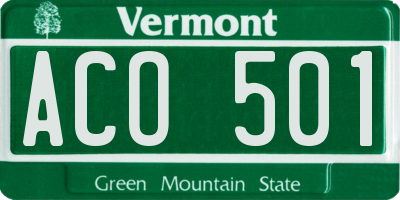 VT license plate ACO501