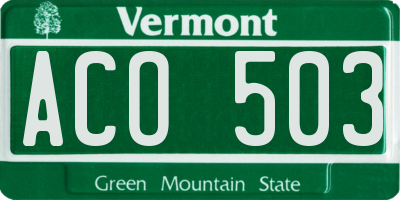 VT license plate ACO503