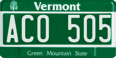 VT license plate ACO505