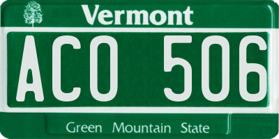 VT license plate ACO506