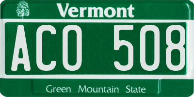 VT license plate ACO508
