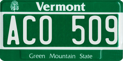 VT license plate ACO509
