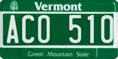 VT license plate ACO510