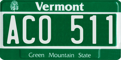 VT license plate ACO511