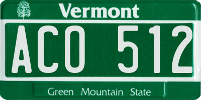 VT license plate ACO512