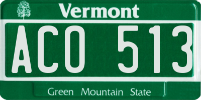VT license plate ACO513