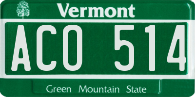 VT license plate ACO514