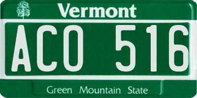 VT license plate ACO516