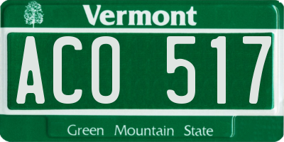VT license plate ACO517