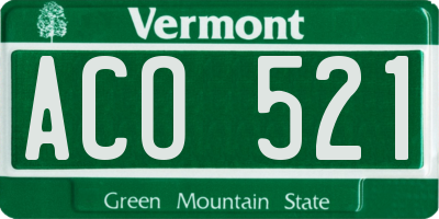 VT license plate ACO521