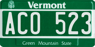 VT license plate ACO523