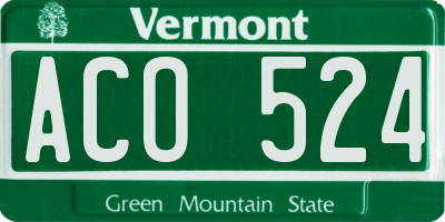 VT license plate ACO524